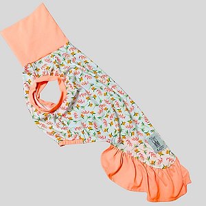 VESTIDO DE GALGO REGATA UV SALMAO ESTAMP FLORZINHAS