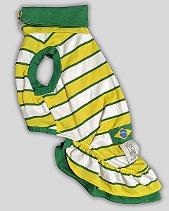 VESTIDO DE GALGO COPA POLO VERDE BRANCO E AMARELO