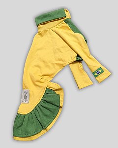 VESTIDO DE GALGO COPA POLO MANGA LONGA VERDE E AMARELO