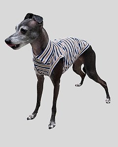 REGATA DE GALGO ALGODY LINE CARAMELO E MARINHO – sob encomenda