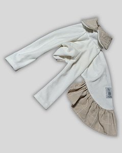 VESTIDO BLUSA DE GALGO PLU DONNA BRANCO E OCRE