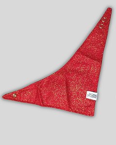 BANDANA DE GALGO NATAL VERMELHO POA DOURADO