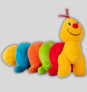 BRINQUEDO DE PELUCIA COM APITO CENTOPEIA COLORIDA