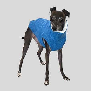 COLETE DE GALGO ITALIANO TRICO DUPLA FACE AZUL