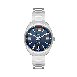 Relógio Orient Masculino Analógico Prateado Fundo Azul FBSS1183D2SX