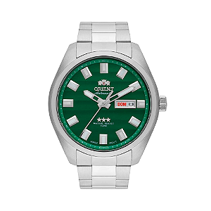 Relógio Orient Masculino Automático Prateado Fundo Verde 469SS076FE1SX
