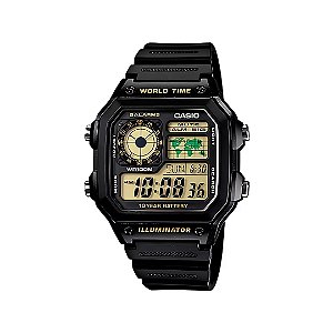 Relógio Casio Masculino Digital World Time AE-1200WH-1BVDF-SC
