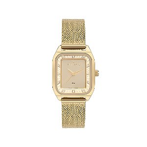 Relógio Technos Feminino Fundo Dourado Pulseira Esteirinha 2035NAX1D