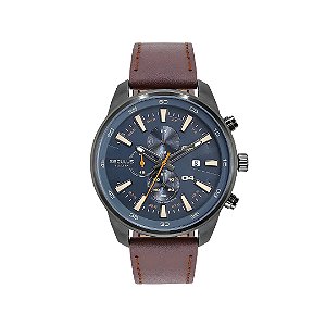 Relógio Seculus Masculino Com Pulseira de Couro Marrom 77209GPSVSC3