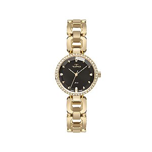 Relógio Technos Feminino Dourado Fundo Preto de Elos 2036MTH/1P
