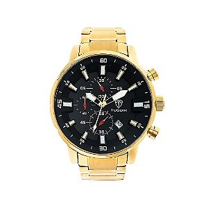 Relógio Tuguir Masculino Cronôgrafo Dourado TG30275