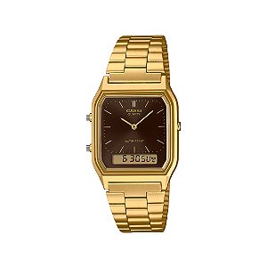 Relogio Casio Anadigi Dourado com Marrom AQ-230GA-5AMQYDF-SC