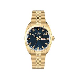 Relogio Technos Automático Dourado Mostrador Azul 8205ON/1A
