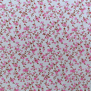 Tricoline - Ramos de flores rosas - 1m X 1,5 larg.