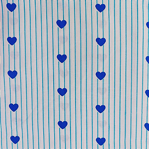 Percal estampado 180 fios 100% algodão 2,25 largura x 1 metro - Corações Azuis