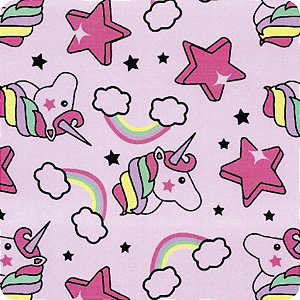 Tecido para Cueiro Flanelado 1 METRO x 0,80cm LARGURA - Unicórnio Rosa