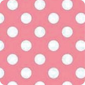 Tricoline Poá Grande Rosa e Branco 100% Algodão - 0,50 METRO x 1,50 LARGURA