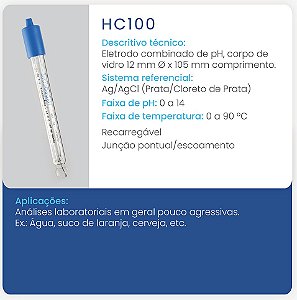 Eletrodo de pH Universal Recarregável HC 100