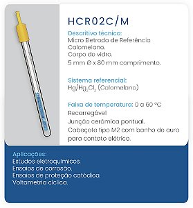 Micro Referência Hg2Cl2 Calomelano HCR02C/M