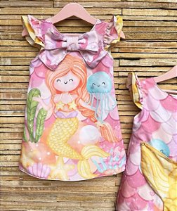 KIT do vestido Sereia Cabelo Coral  -  Coleção PUPPY