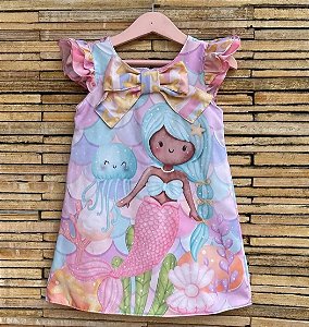 Vestido Sereia Cabelo Azul- coleção Puppy