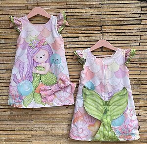 KIT do Vestido Sereia Cabelo lilás - Coleção Puppy