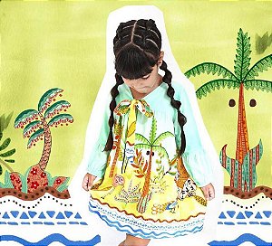 Vestido Manga longa  Onça - Coleção África