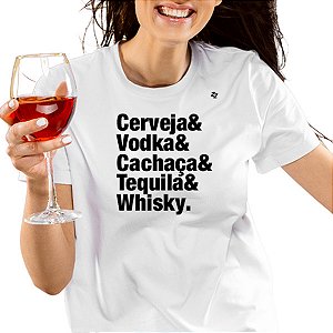 CAMISETA CERVEJA, VODKA, CACHAÇA, TEQUILA E WHISKY