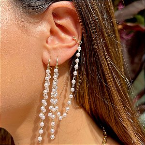 Brinco Ear Chain Pérolas
