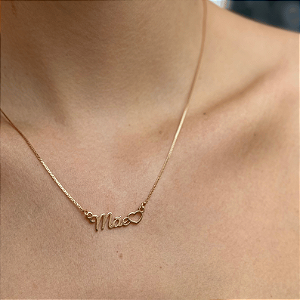 Colar Mãe e Coração Liso