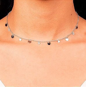 Colar Choker de Pingentes Redondos com Zircônias