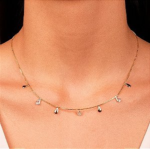 Colar Choker Gotas Brilhantes