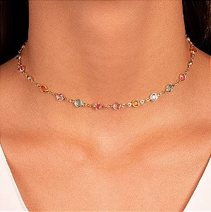 Choker Cristais Coloridos