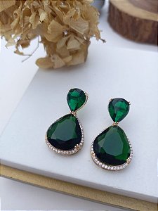 Brinco Gota de Cristal c/ Detalhes Zircônias