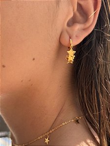 Brinco Argolinha Estrelinhas em Cascata