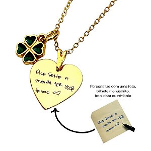 Colar Personalizado Coração (data, nomes, fotos, simbolos, bilhetes) - Ouro 18k