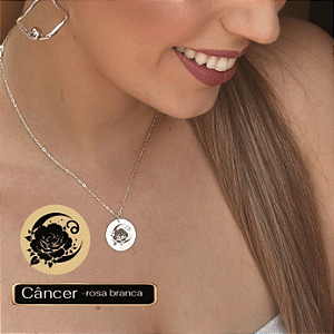 Câncer: Colar Flores do Zodíaco - Rosa Branca