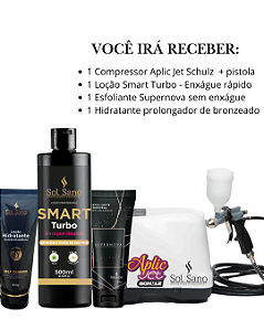 Kit bronzeamento a jato (Aparelho + Smart 500ml + hidratante prolongador + esfoliante sem enxágue)
