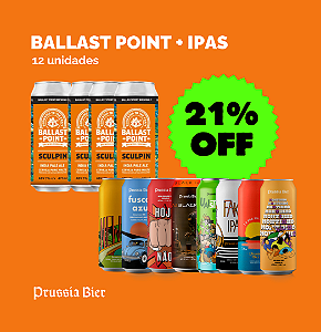 4x Ballast Point Sculpin + IPAs - 12 Latas 473ml