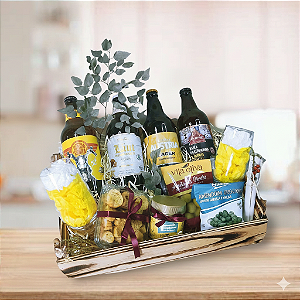 Cesta Butecando com Artesanais e Petiscos Cod C 036