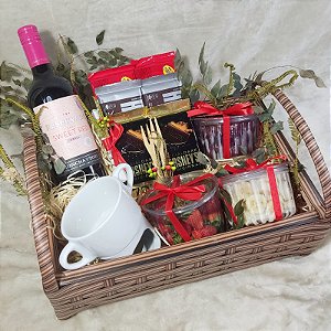 Kit Fondue de Louça com Vinho e Frutas  cod 517