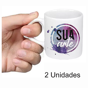 Par de Xícara Louça 50ml Personalizada  jogo c/2 Unidades Cod: 2115