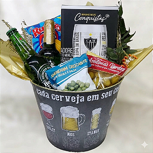 Cesta Balde Alumínio Gourmet de Cervejas Com taça Galo Cod 353