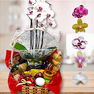 Cesta Café da manhã de Hotel com Orquídea - cod 043