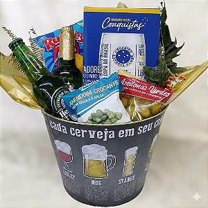 Cesta Balde Alumínio Gourmet de Cervejas Com taça Cruzeiro Cod 359