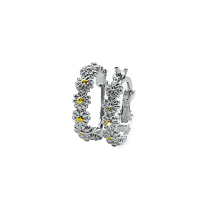 Brinco Argola Pequenas Margaridas - Prata 925