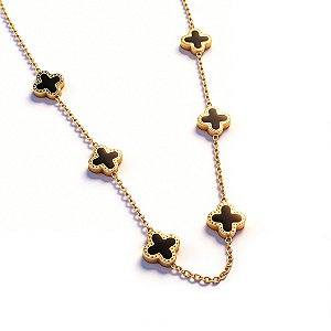 Colar Chocker Pendente 6 Trevo Lucky