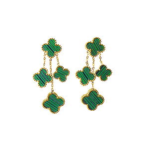 Brinco Pendente Trevo Lucky Verde