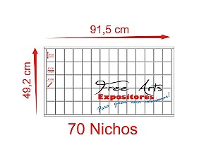 Expositor Horizontal 70 Nichos Copos Shot - Branco Porta de Acrílico