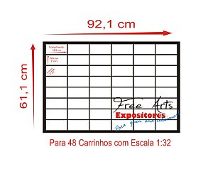Expositor 48 Carrinhos Escala 1:32 Preto com Portas de Acrílico